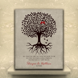 Thank You Gift For Parents Personalized Family Tree Roots All That We Are Loving Parents Mother of Groom or Bride Family Wedding Poem Tree Gift For Mom and Dad Custom Art Print #LT-1110