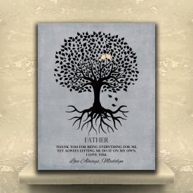 Gift For Father Family Tree Roots Thank You For Being Everything Personalized Gift For Father’s Day or Dad’s Birthday or Wedding Poem Tree Gift For Mom and Dad Custom Art Print #LT-1113