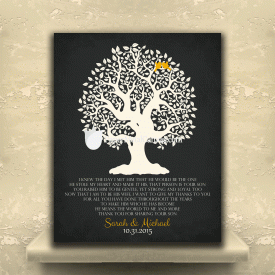 Personalized Thank You Gift For Mother of Groom I Knew The Day I Met Him Parents of Groom Gift Family Wedding Poem Tree Gift For Mom and Dad Custom Art Print #LT-1124