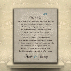 Thank You Gift For Wife at Wedding Love Poem Personalized Gift From Groom To Bride Wife Family Wedding Poem Tree First 2nd 10th Gift For Mom and Dad Custom Art Print #LT-1138