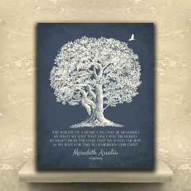Personalized In Memory of Plaque Sympathy Gift The Weight of a Heart Poem For Lost Loved One Gift of Condolence Funeral Gift Oak Tree Poem Tree of Life Custom Art Print #LT-1146