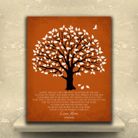 Thank You Gift For Mother of Groom I Knew The Day I Met Him Parents of Groom Gift Family Wedding Poem Magnolia Tree Gift For Mom and Dad #LT-1147
