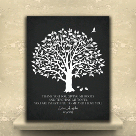 Personalized Thank You Gift For Parents Giving Me Roots And Wings To Fly Gift For Mother of Groom or Bride’s Family Wedding Poem Magnolia Tree Gift For Mom and Dad Custom Art Print #LT-1152