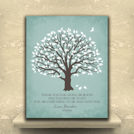 Thank You Gift From Son To Parents Personalized Gift For Mother From Son or To Father Giving Me Roots And Wings To Fly Magnolia Tree Poem Gift For Mom and Dad Custom Art Print #LT-1155
