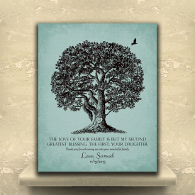 Personalized Mother of Bride Thank You Gift The Love Of Your Family Second Greatest Blessing Poem For Parents Wedding Poem Large Oak Tree Gift For Mom and Dad Custom Art Print #LT-1158
