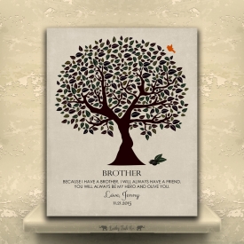 Personalized Gift For Brother From Sister Olive You Tree Wedding Gift Birthday Gift Thank You Custom Art Print #LT-1162