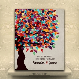 Sister First Friend Forever Personalized Gift For Sister From Brother or Sister Colorful Fruit Wedding Tree Birthday Thank You Custom Art Print #LT-1164