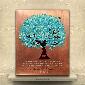Faux Copper Turquoise 7th Wedding Anniversary Perfect For Each Other Personalized Gift For Husband Wife or Couple 1st First 2nd 10th Wedding Tree Birthday Thank You Custom Art Print #LT-1172