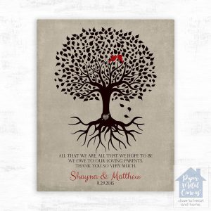 Rooted Tree Silhouette Wedding Wall Plaque Gift for Parents LTC-1110