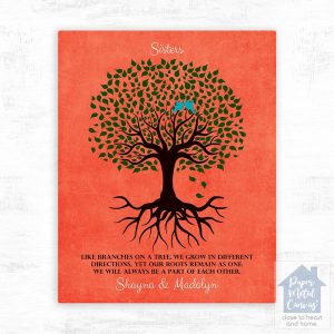 Tree with Roots Love Birds Wedding Wall Plaque Gift for Sister LTC-1112