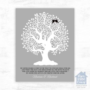 White Knotty Tree Wedding Wall Plaque Gift for Sister LTC-1121