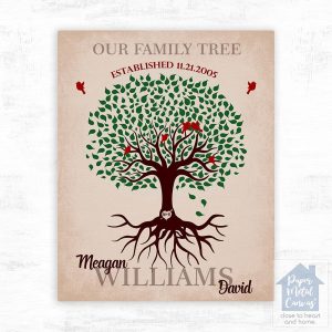 Green Tree with Roots Anniversary Wall Plaque Gift for Couple LTC-1129