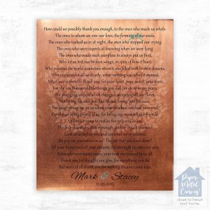 Copper Thank You Poem Wedding Wall Plaque Gift for Parents LTC-1182