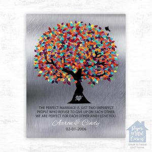 Tin Colorful Spring Tree 10th Anniversary Wall Plaque Gift for Couple LTC-1208