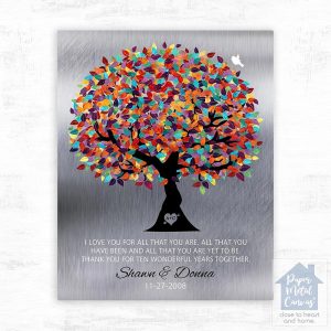 Tin Colorful Spring Tree 10th Anniversary Wall Plaque Gift for Couple LTC-1211