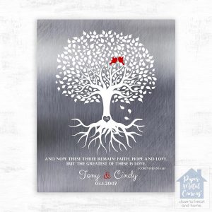 Tin White Rooted Tree 10th Anniversary Wall Plaque Gift for Couple LTC-1216