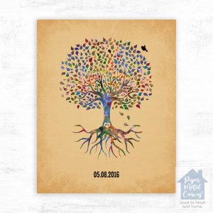 Watercolor Tree with Roots Anniversary Wall Plaque Gift for Couple LTC-1261
