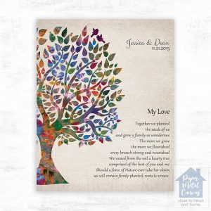 Half Watercolor Tree 10th Anniversary Wall Plaque Gift for Couple LTC-1275