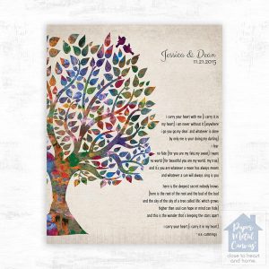 Half Watercolor Tree 10th Anniversary Wall Plaque Gift for Couple LTC-1276