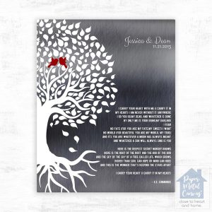 Tin Half Tree with Roots 10th Anniversary Wall Plaque Gift for Couple LTC-1282