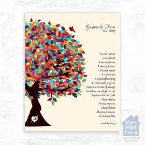 Half Spring Tree 10th Anniversary Wall Plaque Gift for Couple LTC-1286