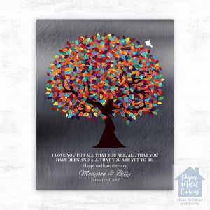 Tin Colorful Spring Tree 10th Anniversary Wall Plaque Gift for Couple LTC-1294