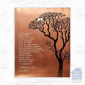 Copper Bare Tree 7th Anniversary Wall Plaque Gift for Couple LTC-1296
