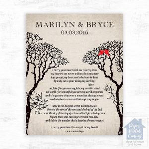 Two Bare Trees 10th Anniversary Wall Plaque Gift for Couple LTC-1304