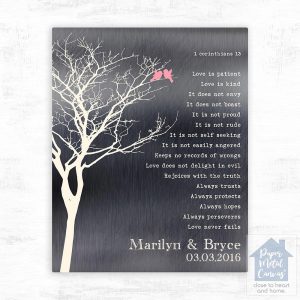 Tin White Branchy Tree 10th Anniversary Wall Plaque Gift for Couple LTC-1306