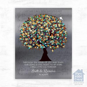 Tin Autumn Tree and Sheet Music 10th Anniversary Wall Plaque Gift for Couple LTC-1338