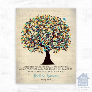 Autumn Tree and Sheet Music 10th Anniversary Wall Plaque Gift for Couple LTC-1339