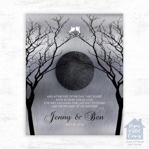 Tin Bare Trees Full Moon 10th Anniversary Wall Plaque Gift for Couple LTC-1344