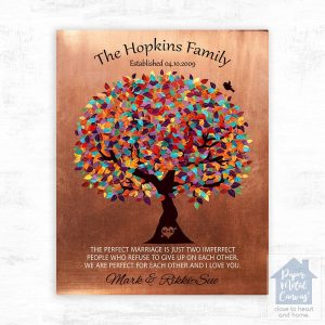 Copper Colorful Spring Tree 7th Anniversary Wall Plaque Gift for Couple LTC-1345