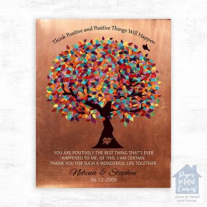 Copper Colorful Spring Tree 7th Anniversary Wall Plaque Gift for Couple LTC-1350