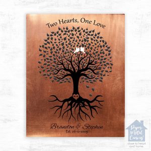 Copper Tree with Roots 7th Anniversary Wall Plaque Gift for Couple LTC-1359
