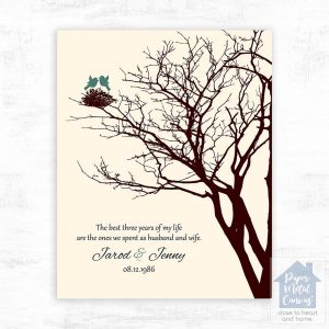 Branchy Tree with Nest 3rd Anniversary Wall Plaque Gift for Couple LTC-1366