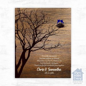 Wood Branchy Tree with Nest 5th Anniversary Wall Plaque Gift for Couple LTC-1368