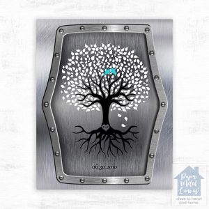 Steel Tree with Roots 11th Anniversary Wall Plaque Gift for Couple LTC-1374