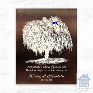 Bronze Vintage Willow 9th Anniversary Wall Plaque Gift for Couple LTC-1380