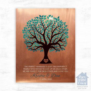 Copper Turquoise Tree 7th Anniversary Wall Plaque Gift for Couple LTC-1386