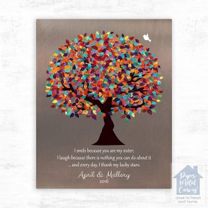 Bronze Colorful Spring Tree Family Appreciation Wall Plaque Gift for Sister LTC-1395