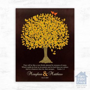 Golden Oak Tree Anniversary Wall Plaque Gift for Couple LTC-1411