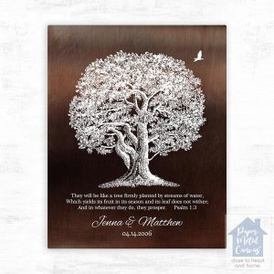 Bronze Oak Tree 8th Anniversary Wall Plaque Gift for Couple LTC-1414