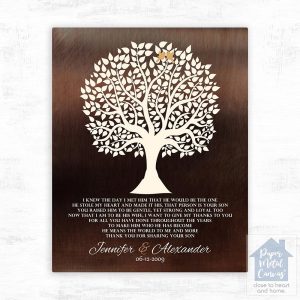 Bronze Tree Silhouette Wedding Wall Plaque Gift for Mother Of The Groom LTC-1419
