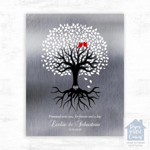 Tin White Tree with Roots Engagement Wall Plaque Gift for Couple LTC-1422