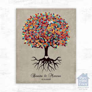 Colorful Tree with Roots Engagement Wall Plaque Gift for Couple LTC-1424