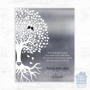 Tin White Half Tree Engagement Wall Plaque Gift for Fiancé LTC-1439