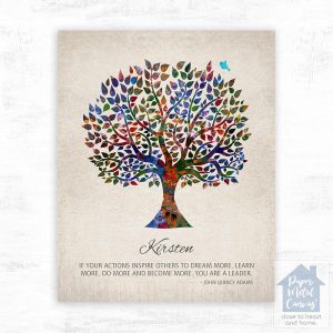 Watercolor Tree Leadership Appreciation Wall Plaque Gift for Women LTC-1473