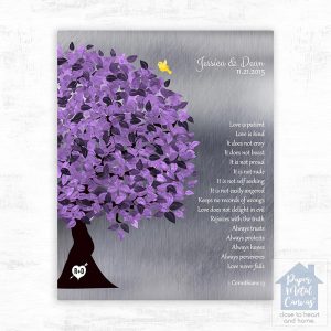 Tin Half Purple Tree 10th Anniversary Wall Plaque Gift for Couple LTC-1474