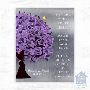 Tin Half Purple Tree 10th Anniversary Wall Plaque Gift for Couple LTC-1475